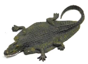 A Bergman style model of a crocodile skin rug, stamped to underside Austria, 12cm long.