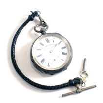 A JG Greaves of Sheffield pocket watch, with engine turned white metal case with reverse shield, whi