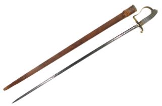 A British 1796 pattern officers sword, with scabbard (AF), 100cm L, blade 85cm L.