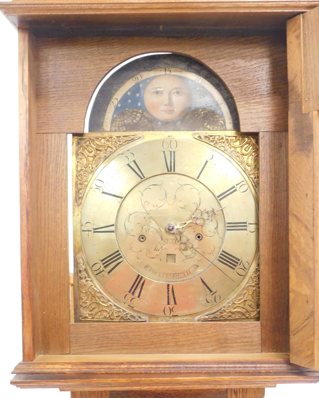 A longcase clock, the late 18th/early 19thC dial and movement stamped Barwise Cockermouth, with pain - Image 2 of 3