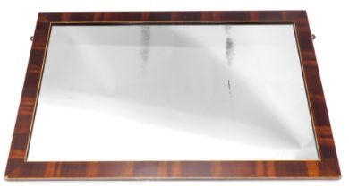 A 19thC figured mahogany and boxwood strung rectangular wall mirror, 64cm x 98cm.