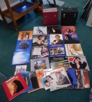 Two record cases and contents of 45 LPs, to include love songs, jazz, cinema and dance. (2 boxes)