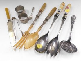 Silver plated cutlery, to include bone handled, imitation tortoiseshell handled, and others. (1 tray