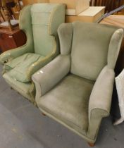 Two wingback armchairs.