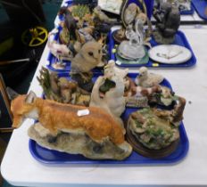 Various animal ornaments, to include fox, owls, otters, orangutan, etc. (3 trays)