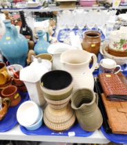 Household wares, comprising treacle finish part dinner sets, mug tree, part tea wares, stoneware jar