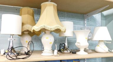 Various table lamps, and a decorative planter. (a quantity)