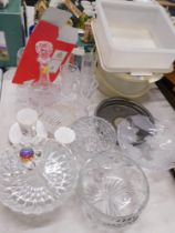 Glass and Tupperwares, comprising rose bowl, bud vases, decanter, Royal Brierly, etc. (a quantity)