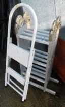 Two step ladders, comprising a three sectional extending step ladder and a two step ladder.