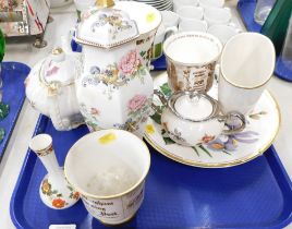 Assorted wares, to include Crown Staffordshire jar and cover, goblets, cabinet plates, etc. (1 tray)