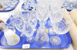 A collection of glassware, to include drinking glasses, and a trinket box.