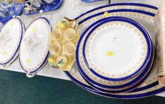 A pair of Albion pottery Vine pattern tureens and covers, graduated meal plates, Carltonware cruet s