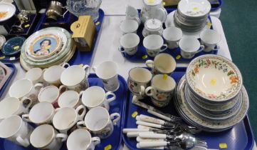 A Staffordshire Calypso pattern part dinner service, collectors mugs, RC Japan china tea set, etc. (