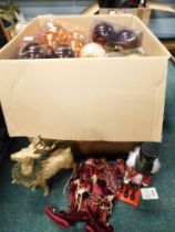 A quantity of assorted modern Christmas decorations. (1 box and bay)