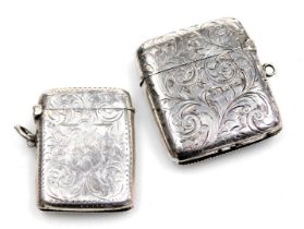 A Victorian silver vesta case, with foliate engraving, oval reserve monogram engraved, Birmingham 18