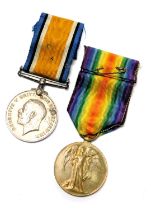 A pair of WWI medals, named to Pte. T E Bryan, Lincolnshire Regiment 241918, comprising Great War an