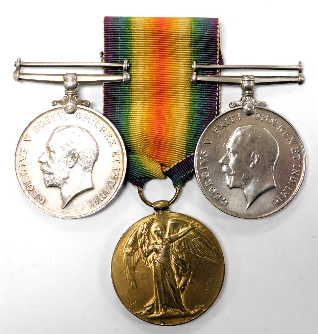 Three WWI medals, comprising a Victory Medal, named to Pte. J Pykett, ASC, DM2-163431, Great War Med - Image 2 of 2