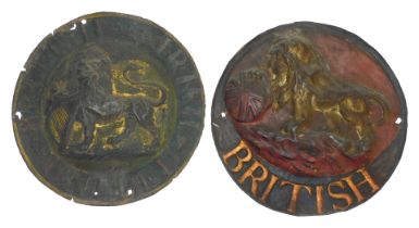 Two fire marks for British and Irish United, the British mark, copper, (Addis Ref 30E) and the Briti