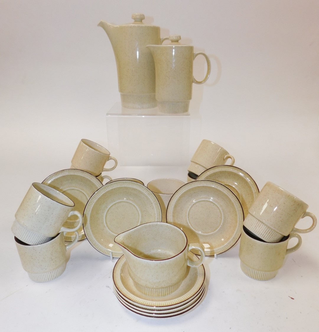 A Poole Broadstone pottery part coffee service, printed marks, comprising coffee pot, hot water jug, - Image 2 of 2