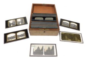 A group of late 19thC Grand Tour stereoscopic slides, views of France, Italy, The Alps, etc.