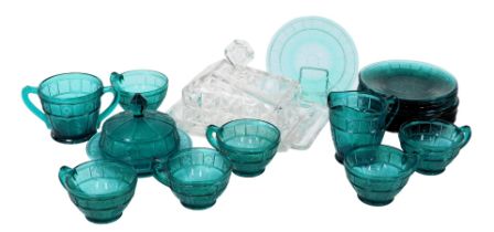 A group of early 20thC American depression glass, by the Jeannette Glass Company, Doric and Pansy pa