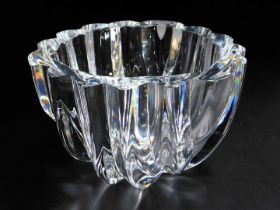 An Orrefors cut glass bowl, of leaf form, etched marks, no. 4368711, bears paper label, 14.5cm wide.