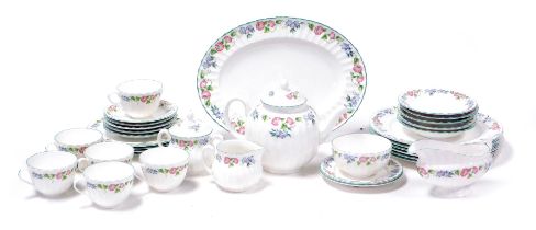 A Royal Worcester porcelain English Garden pattern part dinner and tea service, comprising oval meat