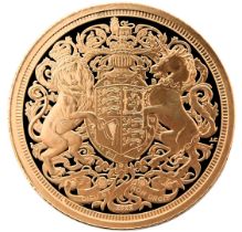 A Queen Elizabeth II memorial piedfort gold proof sovereign 2022, boxed and outer boxed with certifi