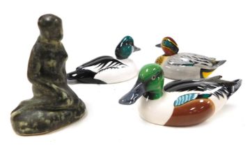 Three Beswick pottery bird figures, comprising Common Teal-Europe JBDB4, Shoveler JBDB8, and Goldene