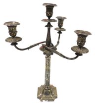 An early 20thC Adams style silver plated four branch candelabrum, by Henry Wilkinson and Company Ltd