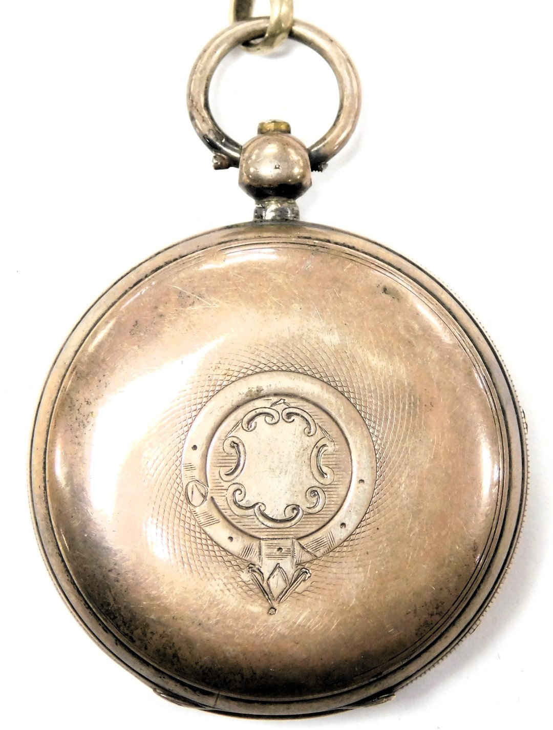 A Victorian gentleman's silver cased pocket watch, open faced, key wind, circular enamel dial bearin - Image 5 of 5