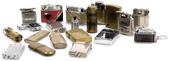 A trench style pocket lighter, Corona pistol lighter, Kingsway no.5 lighter and a Polo lighter. (a