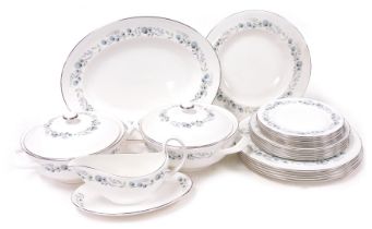 A Wedgwood porcelain Boleyn pattern part dinner service, comprising oval meat platter, a pair of veg