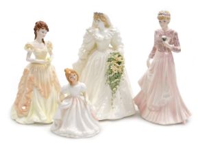 Three Coalport porcelain figures, comprising Our English Rose, limited edition 1136/9500, Ladies of