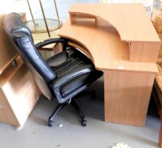 A corner office desk unit, with a swivel chair. This lot is located at our additional premises SALER