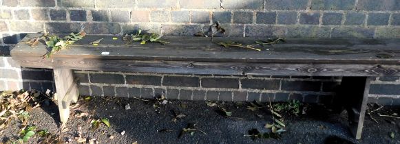 A wooden garden bench.