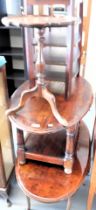 A small burr walnut topped wine table on tripod base, an oval topped occasional table, burr walnut c