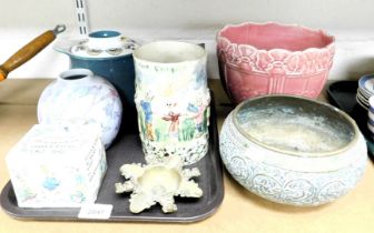 Ceramics, to include planters, large vase and cooking pot. (1 tray and loose)