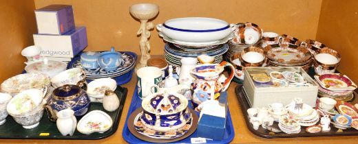 Jasperware to include teapots, part tea services, etc. (5 trays and loose)