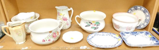 Ceramics, to include chamber pots, plates, etc. (1 shelf)