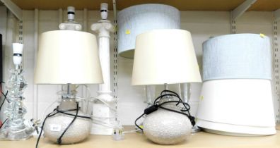 Various table lamps and lamp shades, to include glass, marble and ceramic. (6) Buyer Note: WARNING!