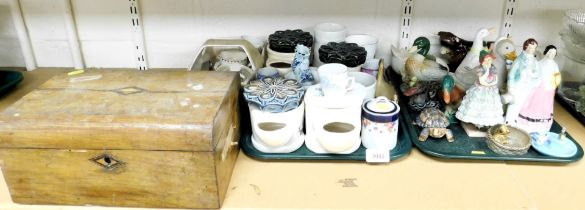 Ceramics and treen, to include figurines, duck figures, large cups, etc. (2 trays and loose)