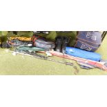 A quantity of skiing items, including skis, ski bowls, boats, etc. (all loose)