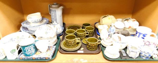 A part tea service by Hornsea, mugs, part tea service, blue and white plate, including meat plate, e