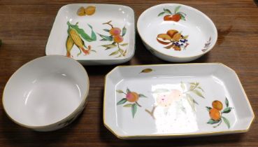 Four Royal Worcester Evesham pattern serving bowls.