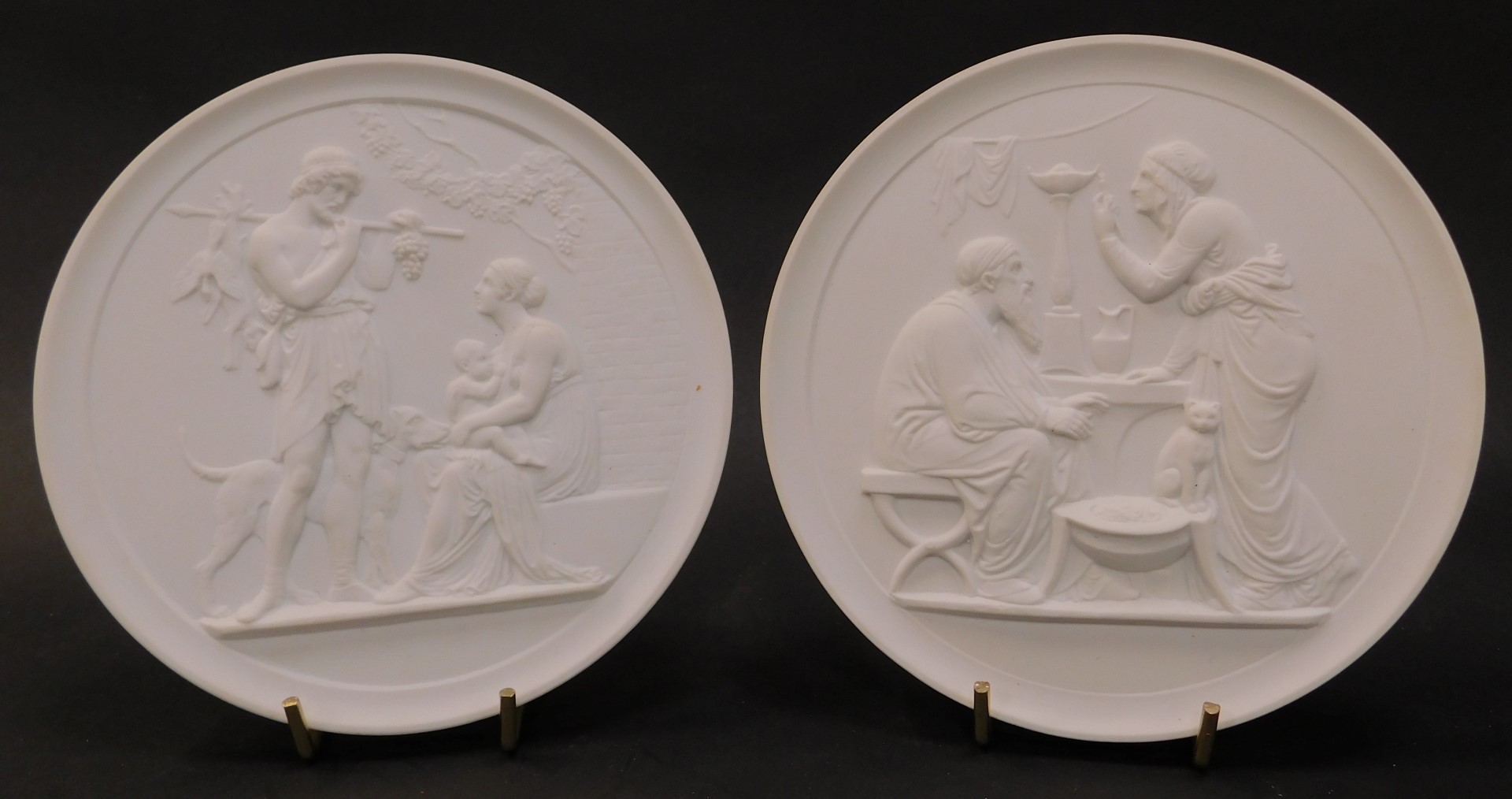 A set of six Royal Copenhagen matt porcelain plaques, depicting the four seasons and day and night, - Image 3 of 4