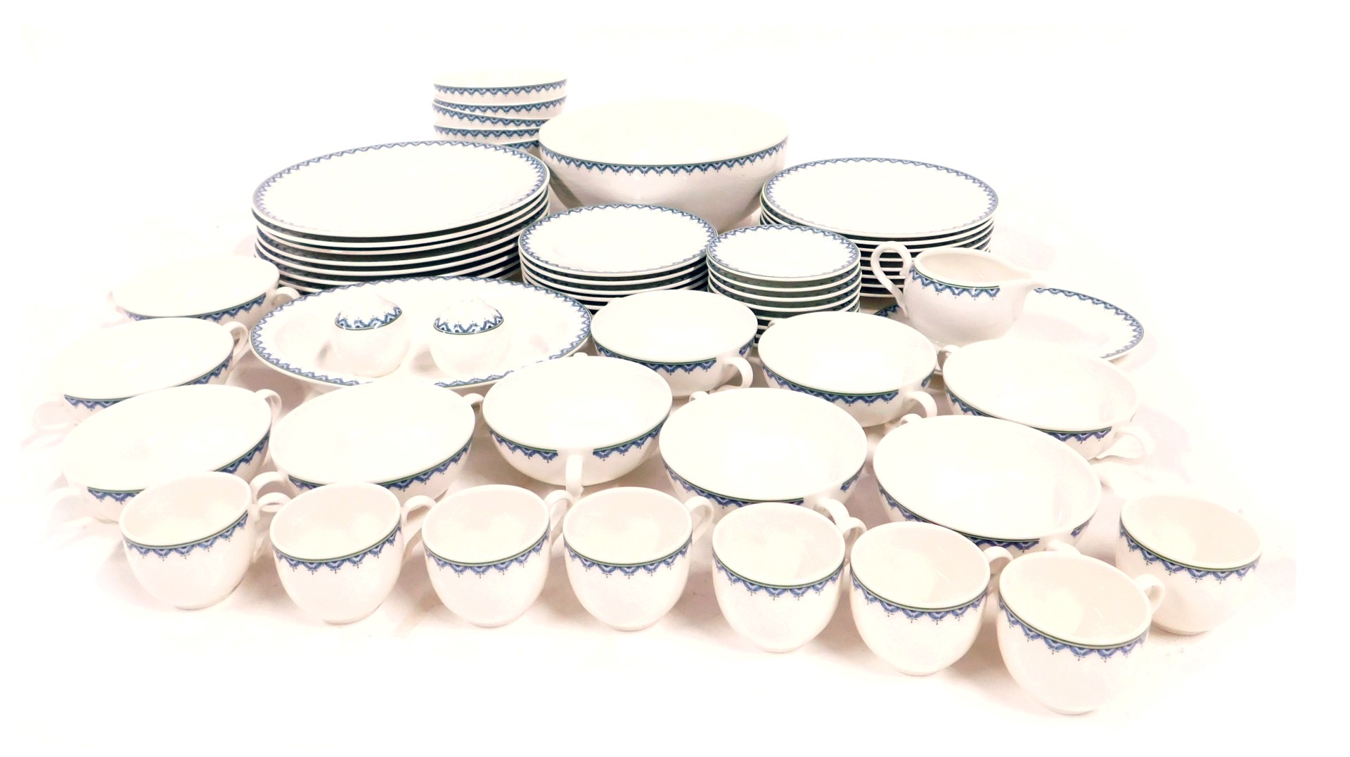 A Villeroy & Boch porcelain part coffee and dinner service, decorated in the Luxembourg pattern, to