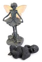 A 20thC plaster and plastic figure of the Columbine Fairy, titled, 40cm high, and an Artform plaster