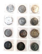 Nine replica Spanish five Pesetas coins for Alfonso XIII, dated 1888, 1892, 1899, 1891,1895 (x2), 18