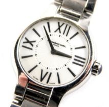 A Raymond Weil lady's wristwatch, in a stainless steel case with a silvered Roman numeric dial and b